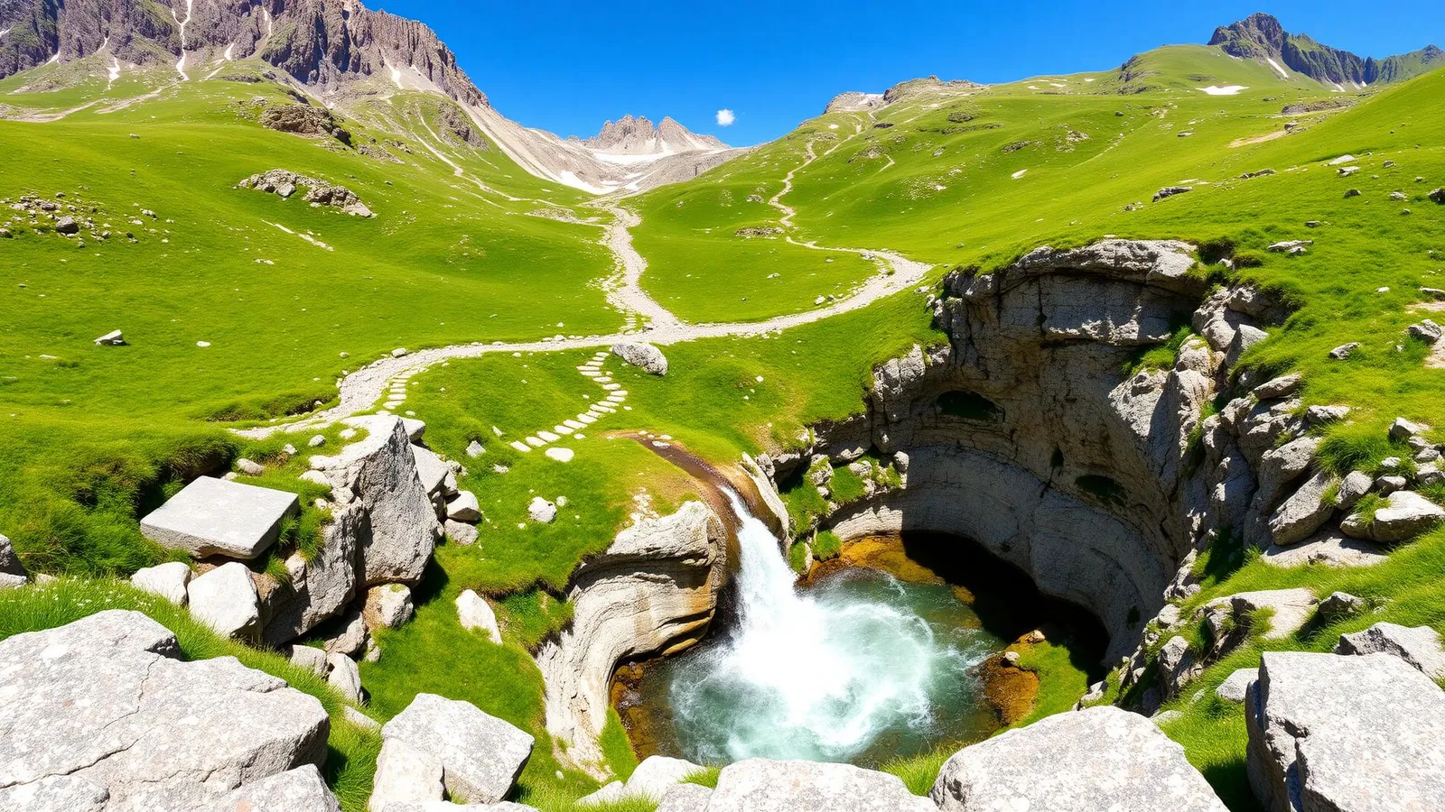 Vista panorámica de La Besurta y el Plan d'Aigualluts (Forau de Aigualluts) (Valle de Benasque)